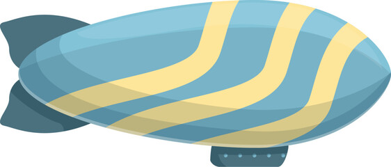 Blue and yellow zeppelin floating in the air, side view of airship © nsit0108