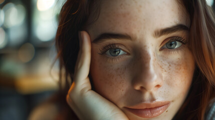 The professional woman rests her head in her hands
