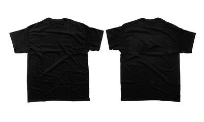 Unisex Vintage Black Heavyweight Short Sleeves T-Shirt Front and Back View Isolated