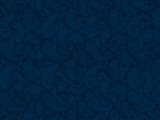 Blue  paisleys pattern. Indian style ornament. Tie dye design. 