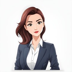 White background, anime style suit woman, upper body