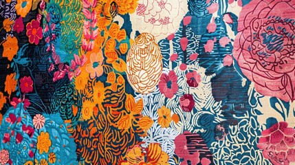 Multicolored Pattern with Printed Textile Designs