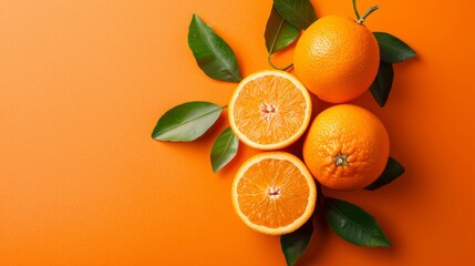 Fresh Oranges on Vibrant Background