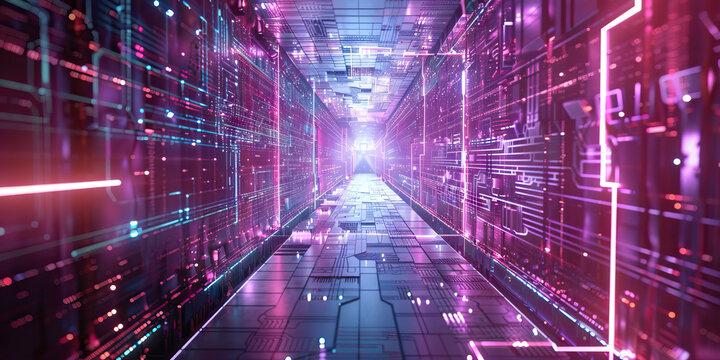 Quantum computing research cutting edge workspace with computer chips and hardware close up.