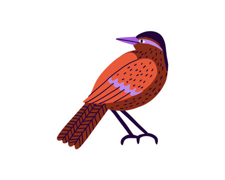 recommend clip art: Colorful bird drawn by hand. Animals, nature. Vector flat illustration.