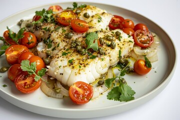 Flavorful Baked Cod with Tomato and Onion Delicacy