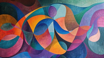 Fototapeta premium Abstract oil paintings inspired by mural and carpet designs