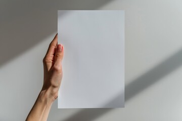 Blank paper mockup on hand created with generative AI