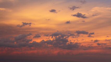 Nature background.Colorful sky  with clouds at sunset