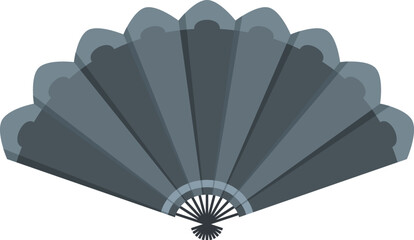 Gray hand fan spreading out its delicate ribs on a white background