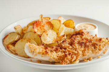 Traditional Baked Fish and Chips with Seasoned Pollock