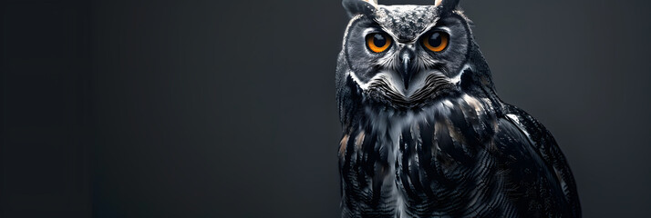 A wise old owl portrait in a dark studio