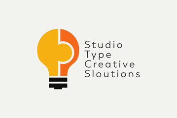 Bulb creative studio solution logo design template 