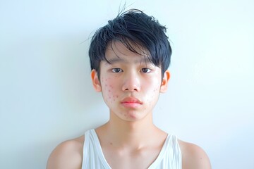 ニキビに悩む男子中学生