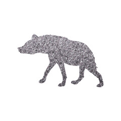 Glamorous Hyena Silhouette with Radiant Silver Hexagon Glitter Texture, Transparent Background