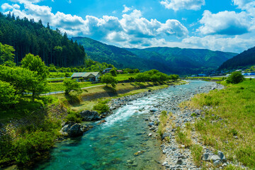 岐阜県下呂市　初夏　清流の馬瀬川