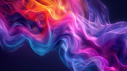 Obraz premium Abstract Colorful Flowing Ribbons on Dark Background 