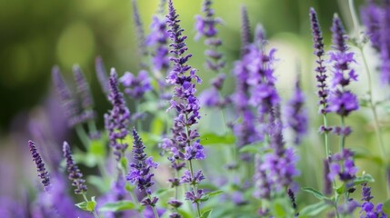 Naklejka premium Purple Flowers of Mexican Sage