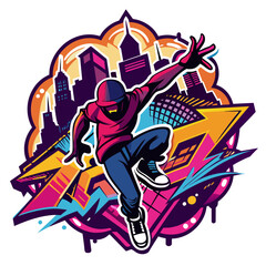 Breakdancing cartoon dancer illustration 