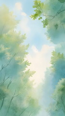Fototapeta premium blue sky through summer forest