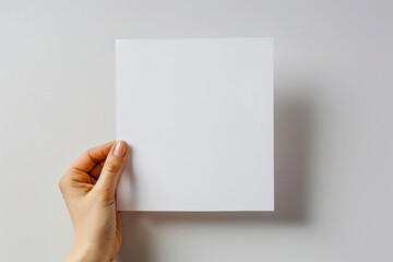 Blank paper mockup on hand created with generative AI