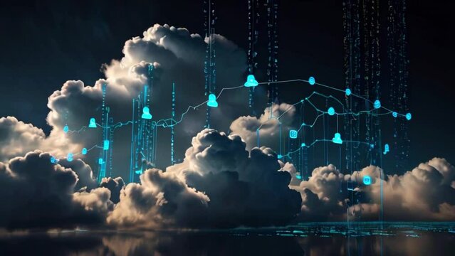 Cloudy Sky Over Earth: Global Technology Concept Illustration
