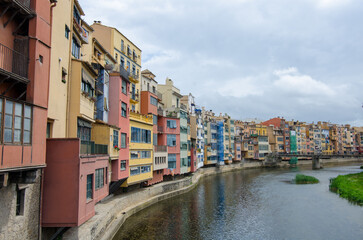 Color houses in Girona over the river