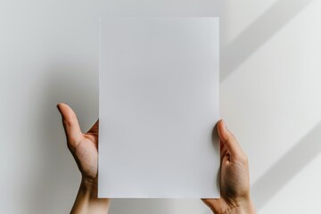 Blank paper mockup on hand created with generative AI