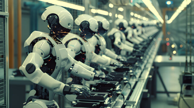 Usine du Futur: Robots IA dans une Ligne de Production Automatis&eacute;e