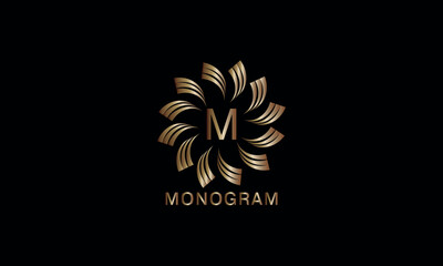 Luxury artistic monogram design template with initial letter M. Elegant, refined logo in vector illustration