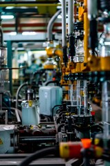 Industrial machines in a plastics factory display molding and processing of plastic materials