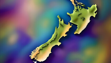 Colorful New Zealand Island's map