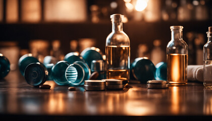 medicine bottles on the table
