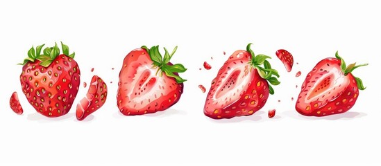 Fresh and Juicy Strawberry Set on a White Background.