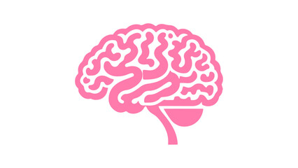 illustration of pink brain in vector, simple shape of pink brain in vector illustration 