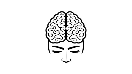 brain in the head vector, brain in human head in vector, human brains in head with closed eyes