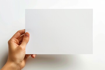 Obraz premium Blank paper mockup on hand created with generative AI
