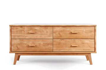 Wooden sideboard with drawers isolated on white background