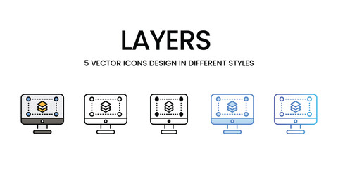 Layers icons vector set stock illustration.