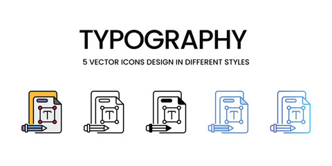 Typography icons vector set stock illustration.