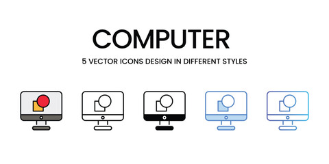 Computer icons vector set stock illustration.