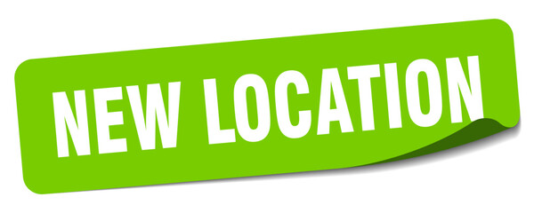 new location sticker. new location label