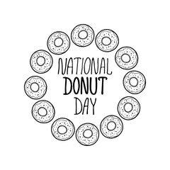 National Donut Day.Hand drawn vector illustration.
