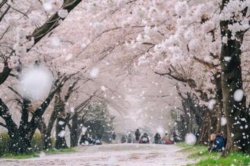 Cherry Blossom Viewing (Hanami), Japan: Commemorate the fleeting beauty of cherry blossoms during Japan's Hanami season, capturing scenes of picnickers beneath blooming sakura trees