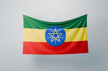 Ethiopia Flag Waving Proudly. 3D Flag Banner Illustration image.