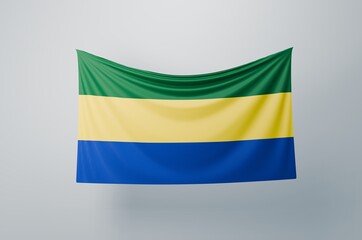 Gabon Flag Waving Proudly. 3D Flag Banner Illustration image.