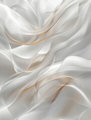 Obraz premium This AI generated image features ethereal silk waves with luminous white and gold curves, creating a delicate abstract design with flowing, smooth textures and intricate patterns.