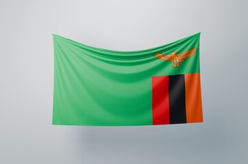 Zambia Flag Waving Proudly. 3D Flag Banner Illustration image.