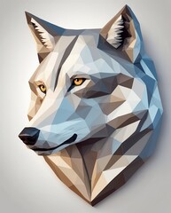 Wolf low poly design geometric animal illustration face logo icon isolated on white.