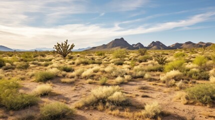 Fototapeta premium Beautiful desert plains with grass accompanied by blue skies